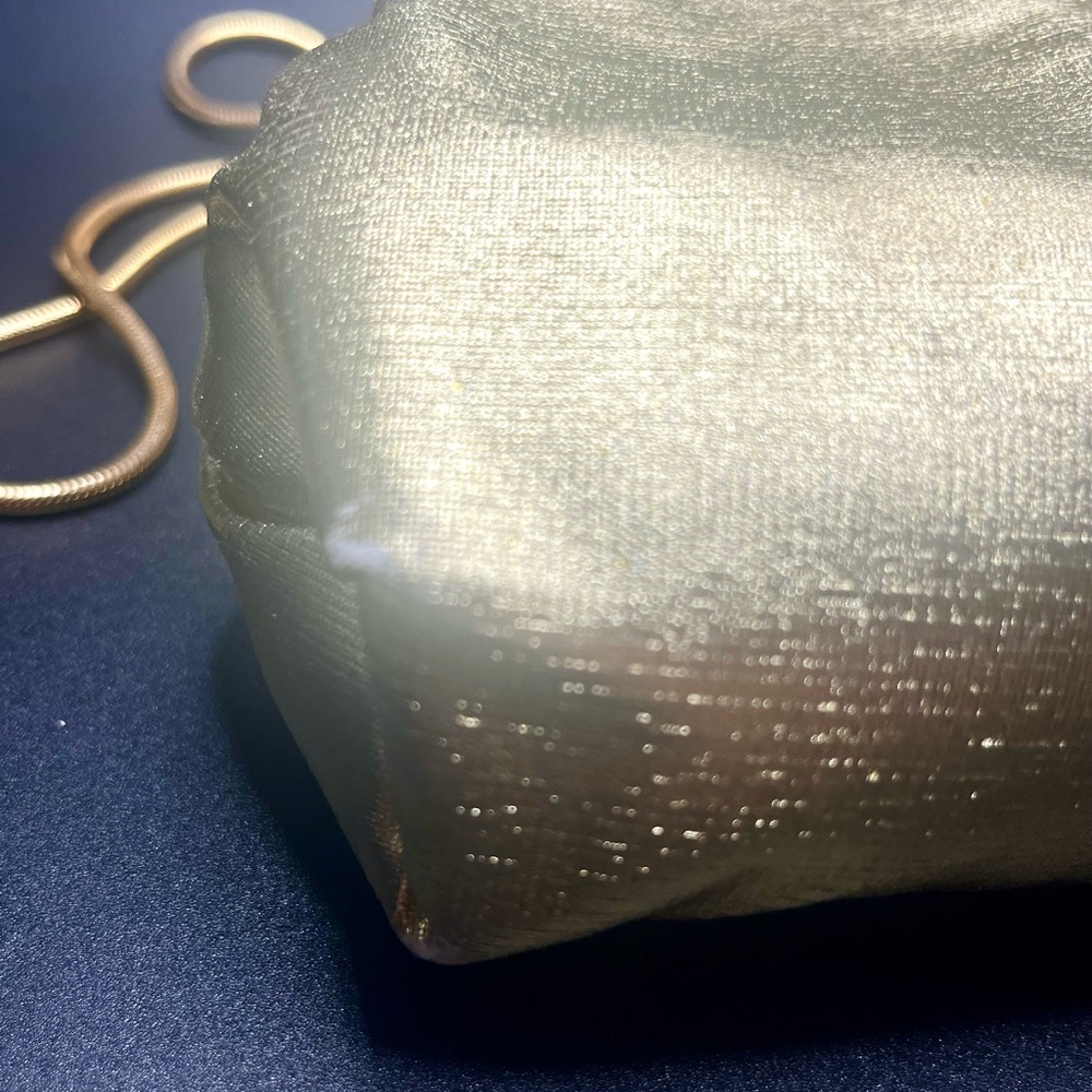 Vintage Andé gold evening bag kiss lock clutch chain strap 1950s 1960s glam - Picture 10 of 12